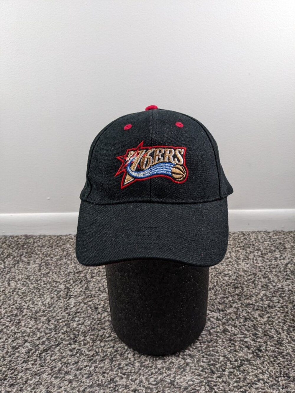 Vintage Philadelphia 76ers Hat Cap Drew Pearson Black Strapback OSFA